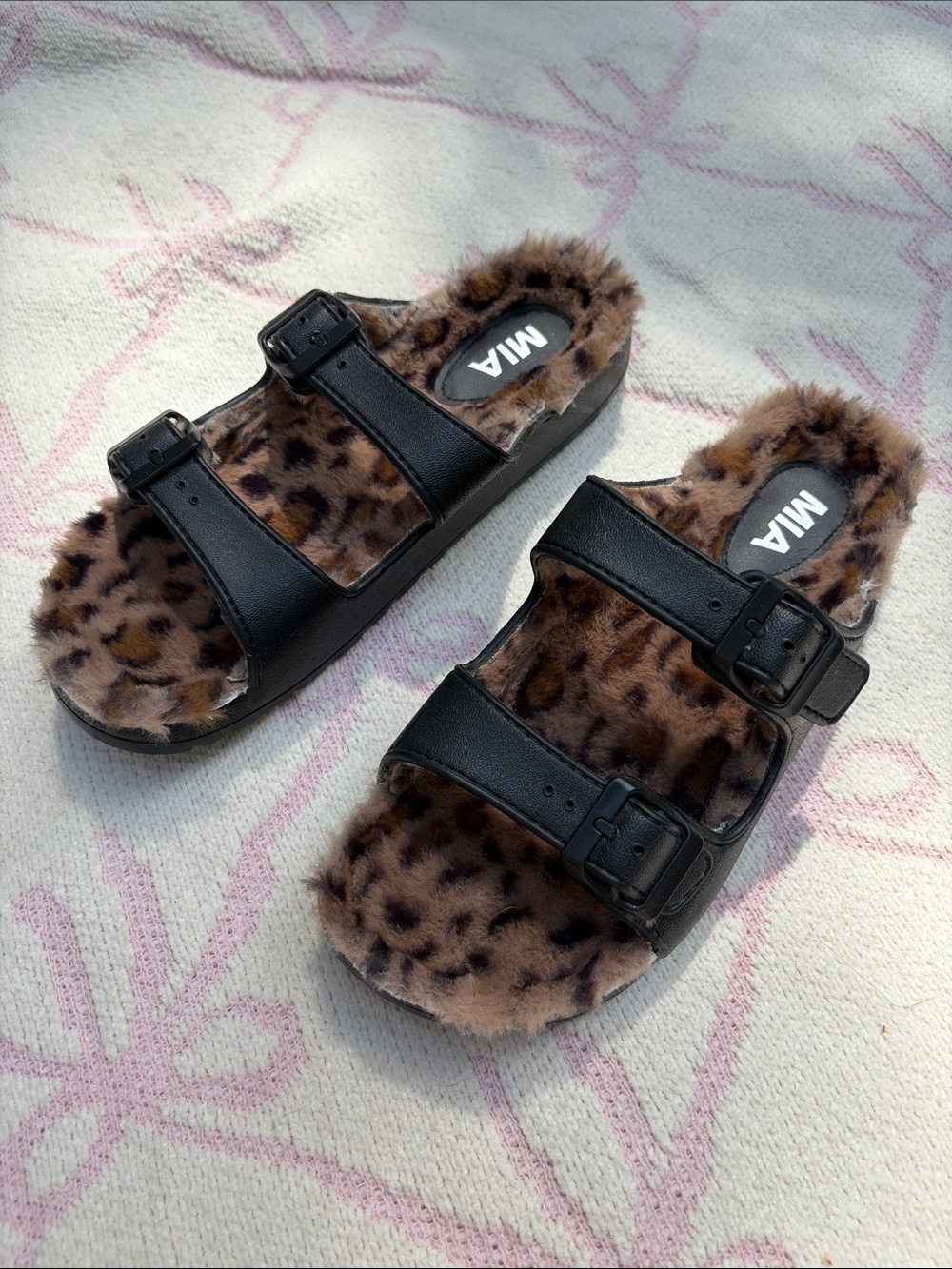 MIA Leopard Faux Fur Slides